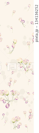 Assorted floral geometric and heart pattern panel designs in soft pastel colors 134136252