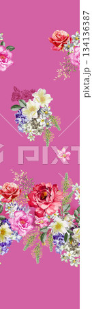 Assorted floral geometric and heart pattern panel designs in soft pastel colors Assorted floral geometric and heart pattern panel designs in soft pastel colors 134136387
