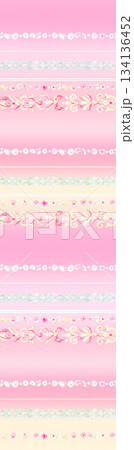 Assorted floral geometric and heart pattern panel designs in soft pastel colors Assorted floral geometric and heart pattern panel designs in soft pastel colors 134136452