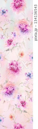 Assorted floral geometric and heart pattern panel designs in soft pastel colors 134136543