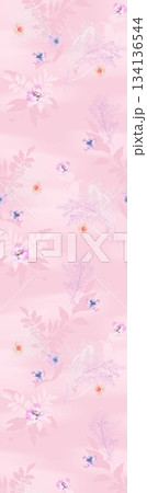 Assorted floral geometric and heart pattern panel designs in soft pastel colors 134136544