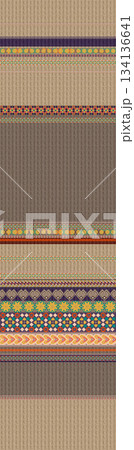 Assorted floral geometric and heart pattern panel designs in soft pastel colors 134136641