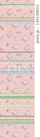 Assorted floral geometric and heart pattern panel designs in soft pastel colors Assorted floral geometric and heart pattern panel designs in soft pastel colors 134136653