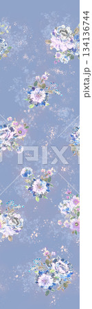 Assorted floral geometric and heart pattern panel designs in soft pastel colors 134136744