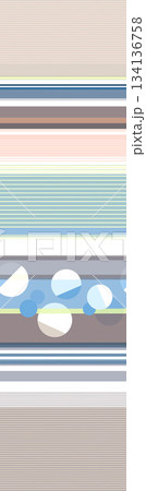 Assorted floral geometric and heart pattern panel designs in soft pastel colors 134136758