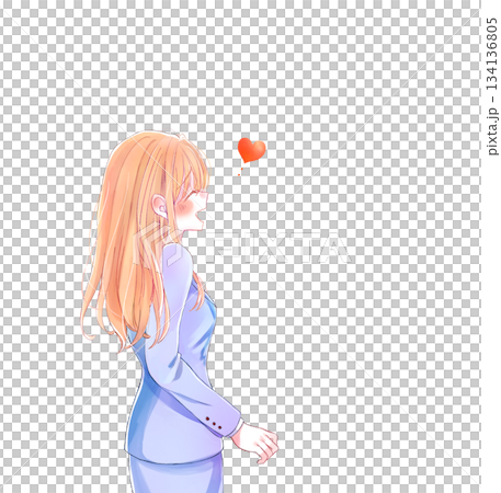 Female business person, love, smile, shy, side 134136805