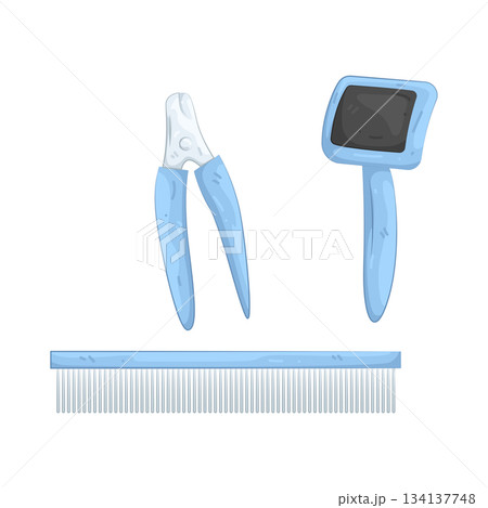 Illustration of pet grooming tools Illustration of pet grooming tools 134137748