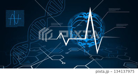 Digital background with brain and DNA Helix 134137975