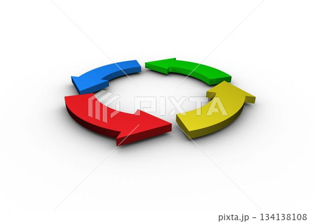 Blue red yellow and green arrow circle Blue red yellow and green arrow circle 134138108