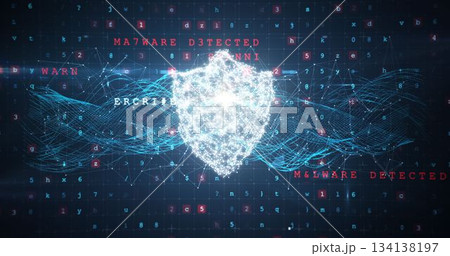 Shield and malware detected on binary background 134138197