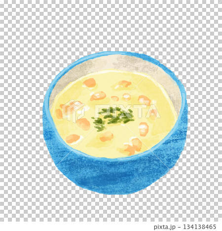 水彩で描いたコーンポタージュ 水彩で描いたコーンポタージュ 134138465