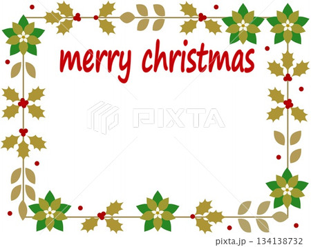 メリークリスマス　merry christmas　フレーム　ホワイトスペース 134138732