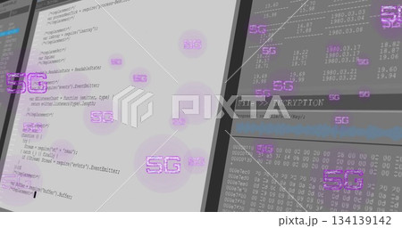 Displaying two monitors showing JavaScript code...のイラスト素材 [134139142 ...