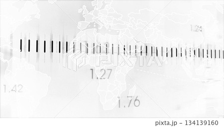 Displaying grayscale world map with vertical...のイラスト素材 [134139160] - PIXTA