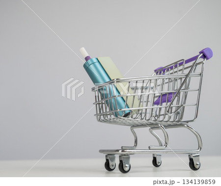 Electronic cigarette in a shopping cart. Tobacco heating system.  134139859