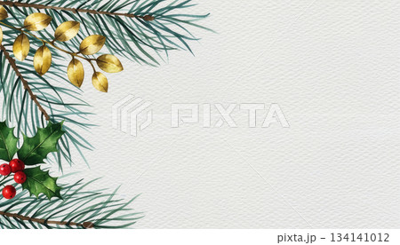 Minimalist Watercolor Christmas Border Background 134141012