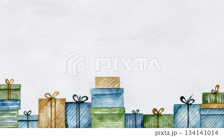 Merry Christmas Greeting Card with Watercolor Border Merry Christmas Greeting Card with Watercolor Border 134141014