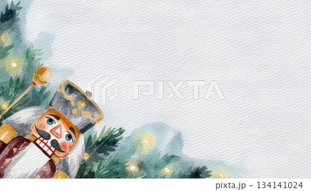 Merry Christmas Greeting Card with Watercolor Border 134141024