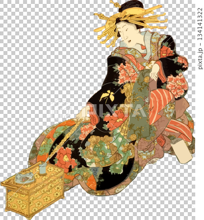 一個妓女在抽煙鬥 134141322