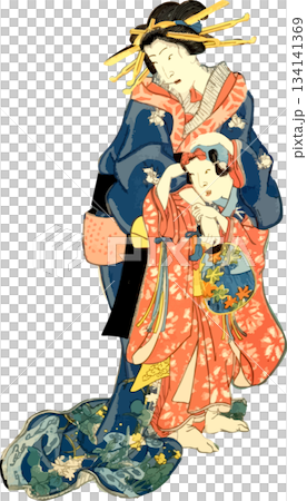 A girl and a woman who seem to be good friends 134141369