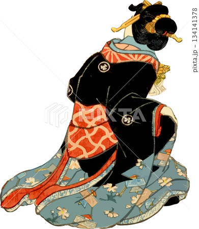 しゃがんだ女性の後ろ姿 134141378