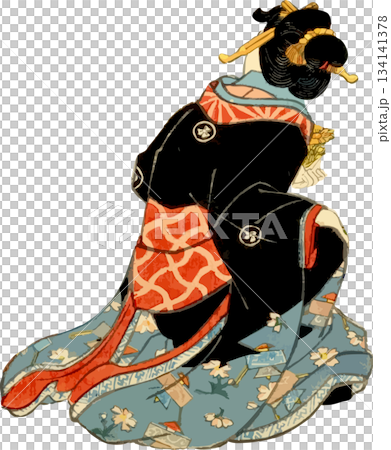 しゃがんだ女性の後ろ姿 134141378