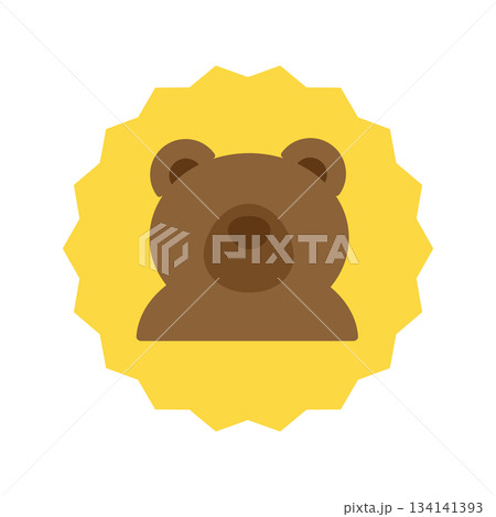 熊(ヒグマ) 注意 警告 看板 ステッカー イラスト 熊(ヒグマ) 注意 警告 看板 ステッカー イラスト 134141393