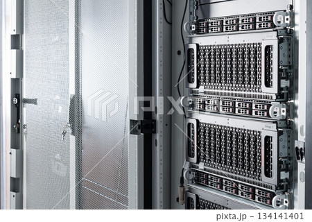 Array of data storage hard drives in internet data center Array of data storage hard drives in internet data center 134141401