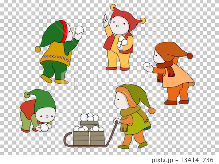 以孩子打雪仗為原型創作的角色 134141736