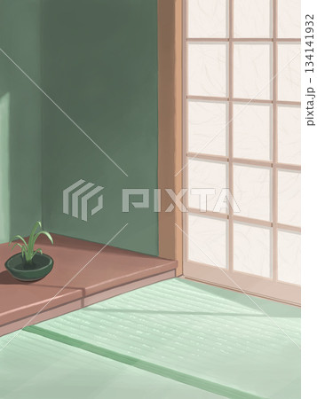 柔らかな光が差し込む和室の背景イラスト 柔らかな光が差し込む和室の背景イラスト 134141932