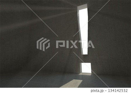 Grey room with exclamation mark door 134142532