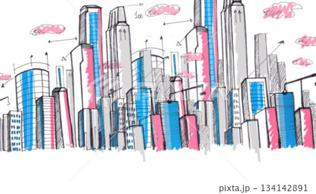 Digitally generated image of skyscrapers Digitally generated image of skyscrapers 134142891