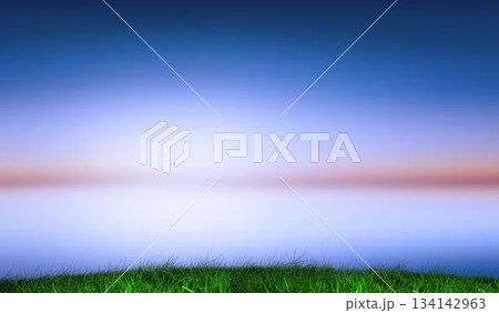 Green grass under blue and purple sky Green grass under blue and purple sky 134142963