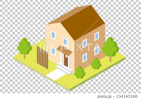 時尚可愛的獨立式住宅等距插圖 134143100