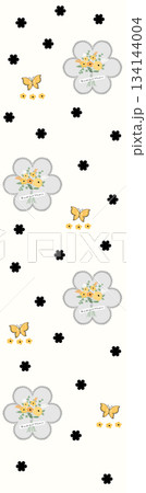 Assorted floral geometric and heart pattern panel designs in soft pastel colors 134144004