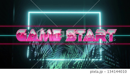 Bold pink neon GAME START sign glowing in...のイラスト素材 [134144010] - PIXTA