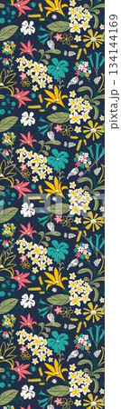 Assorted floral geometric and heart pattern panel designs in soft pastel colors 134144169