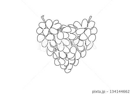 Single line drawing of grapes shaped into a heart, symbolizing healthy nutrition and food safety concept for World Food Safety Day, celebrating clean, safe, and sustainable diet globally. Single line drawing of grapes shaped into a heart, symbolizing healthy nutrition and food safety concept for World Food Safety Day, celebrating clean, safe, and sustainable diet globally. 134144662
