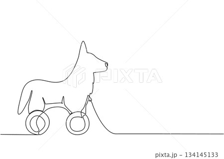 Stylish continuous line drawing of a wolf toy on wheels, symbolizing strength and wild play. Nature concept with World Wildlife Day theme in modern minimalist art style. Stylish continuous line drawing of a wolf toy on wheels, symbolizing strength and wild play. Nature concept with World Wildlife Day theme in modern minimalist art style. 134145133