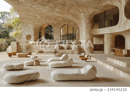 Modern living room interior with elegant minimalist design. 134145210