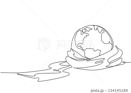 A continuous line drawing of the Earth wrapped in knitted fabric, symbolizing unity and sustainability. Created for Worldwide Knit in Public Day with a global craft and creativity concept. A continuous line drawing of the Earth wrapped in knitted fabric, symbolizing unity and sustainability. Created for Worldwide Knit in Public Day with a global craft and creativity concept. 134145289