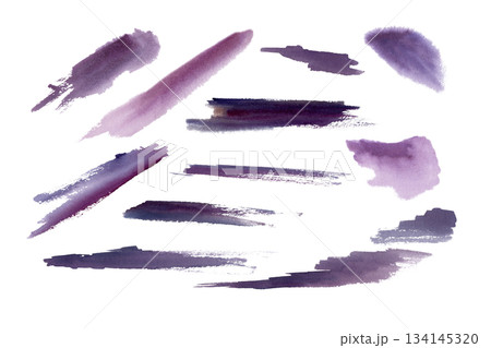 Abstract watercolor spots like long dark violet shadows cast in the golden hour light,elongated shapes.Minimalist set of soft,blended stains for graphic design,art projects,atmospheric backgrounds Abstract watercolor spots like long dark violet shadows cast in the golden hour light,elongated shapes.Minimalist set of soft,blended stains for graphic design,art projects,atmospheric backgrounds 134145320