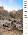 Close-up of stacked stones in desert - wild nature and geology 134145361