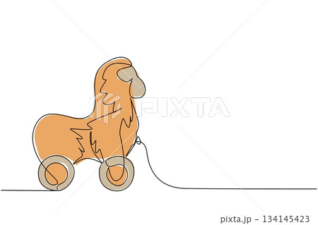 Creative orangutan wooden wheeled toy illustrated in single line drawing style, emphasizing a nature concept with minimalist character design. Perfect for kids, art projects, and animal themed visuals Creative orangutan wooden wheeled toy illustrated in single line drawing style, emphasizing a nature concept with minimalist character design. Perfect for kids, art projects, and animal themed visuals 134145423