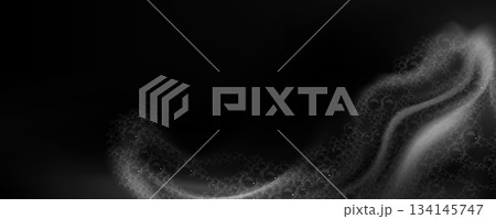 Soap foam corner frame on black background 134145747