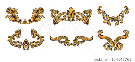 Baroque corner flourish ornaments in vintage style Baroque corner flourish ornaments in vintage style 134145762