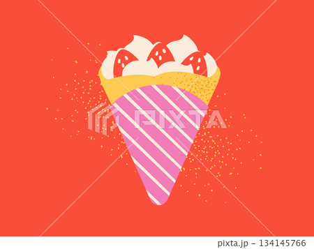 いちごのクレープのイラスト いちごのクレープのイラスト 134145766