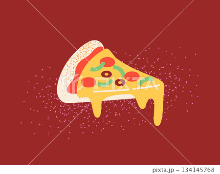 カットピザのイラスト デリバリーフード カットピザのイラスト デリバリーフード 134145768