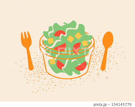 カップサラダのイラスト　テイクアウト 134145770