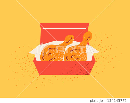 フライドチキン ファストフードのイラスト フライドチキン ファストフードのイラスト 134145773